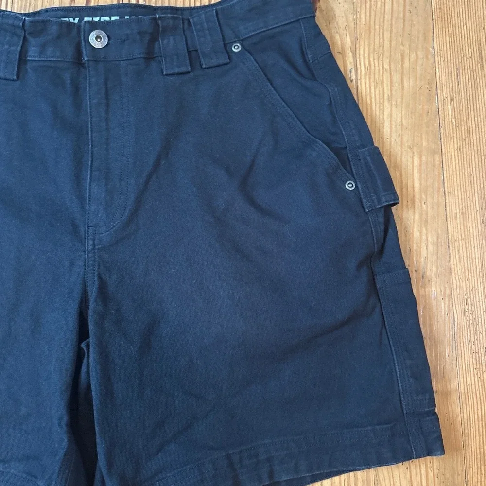 Duluth Trading Co Flex Fire Hose Shorts Mens Black Utility Cargo Work SIZE 34